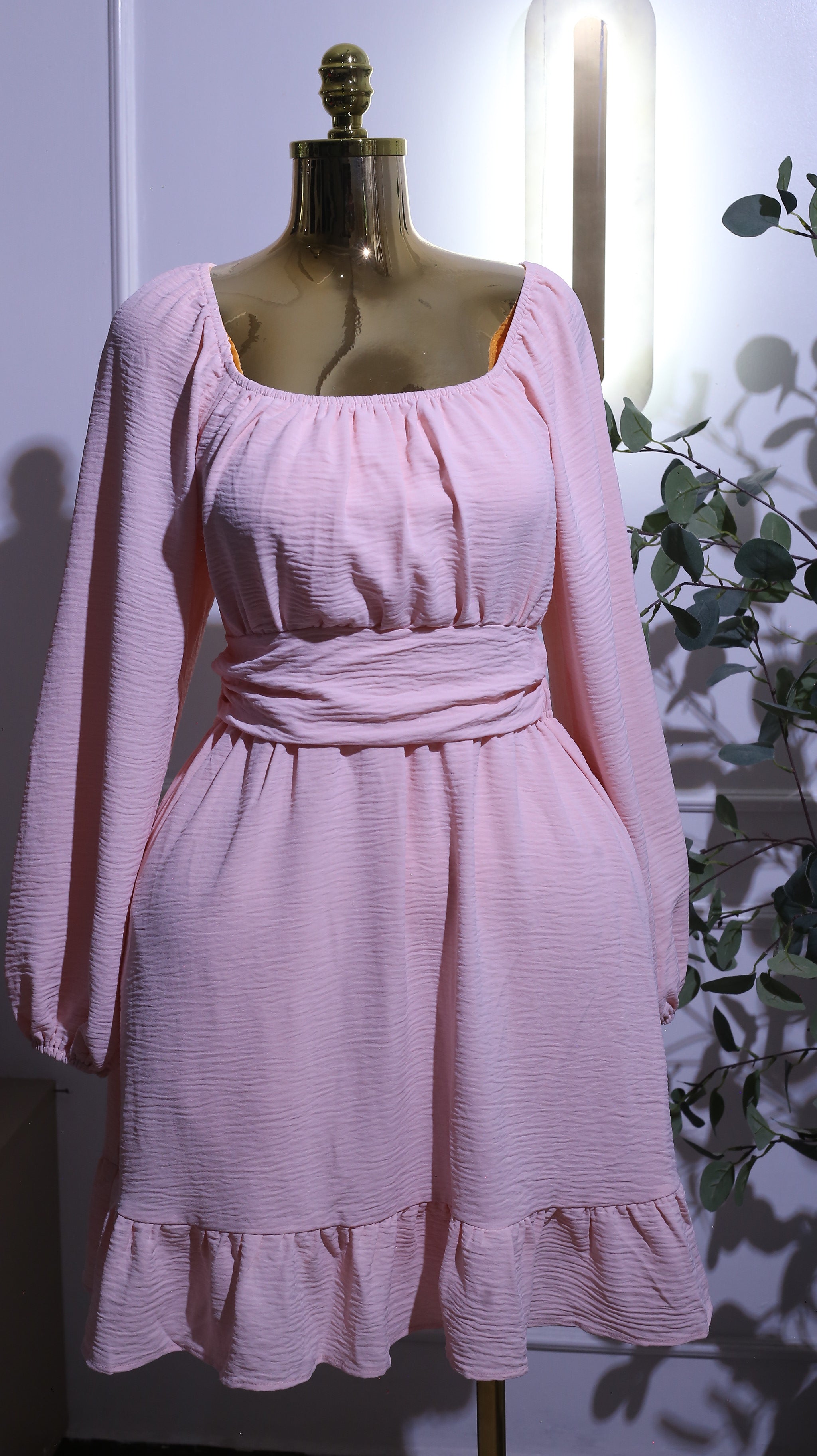 Pink Off-Shoulder Ruffled Dress
