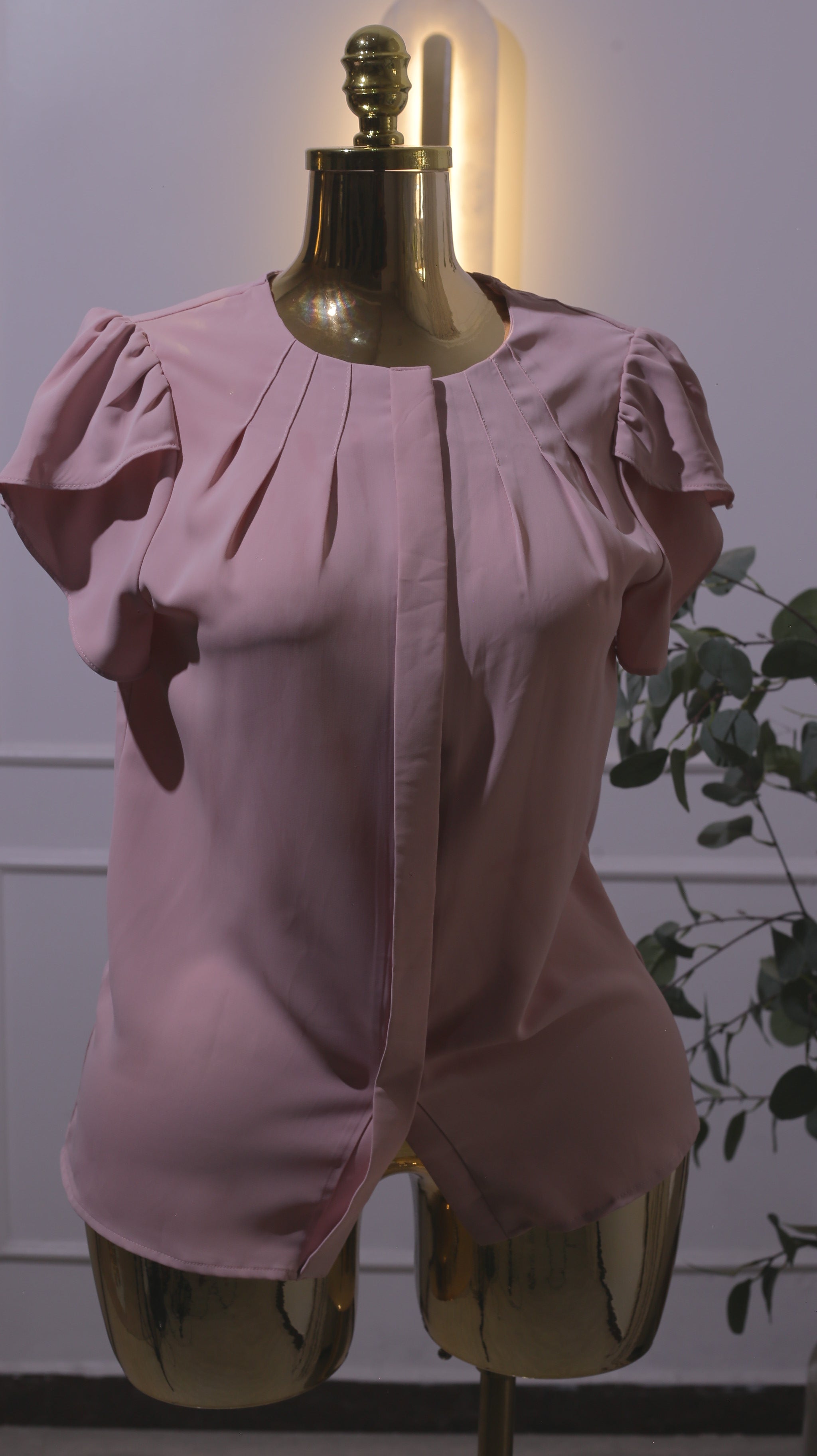 Pink Pleated Chiffon Blouse