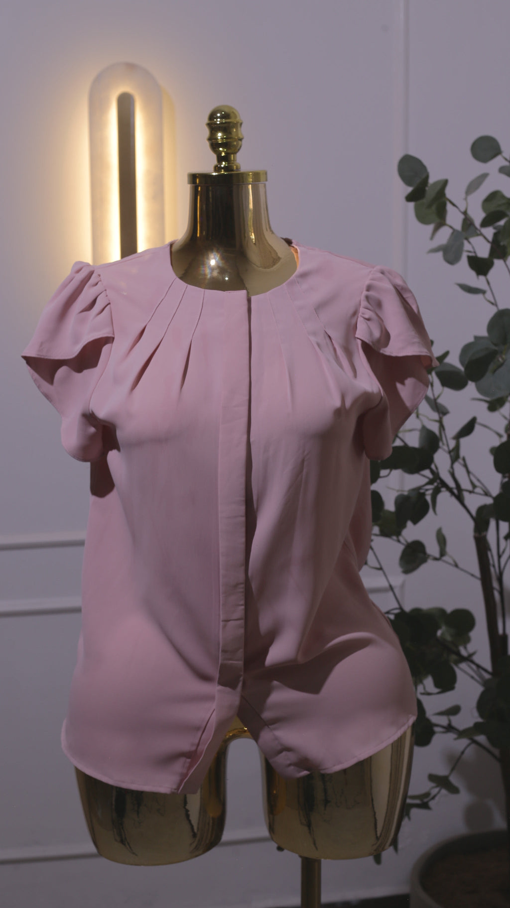 Pink Pleated Chiffon Blouse
