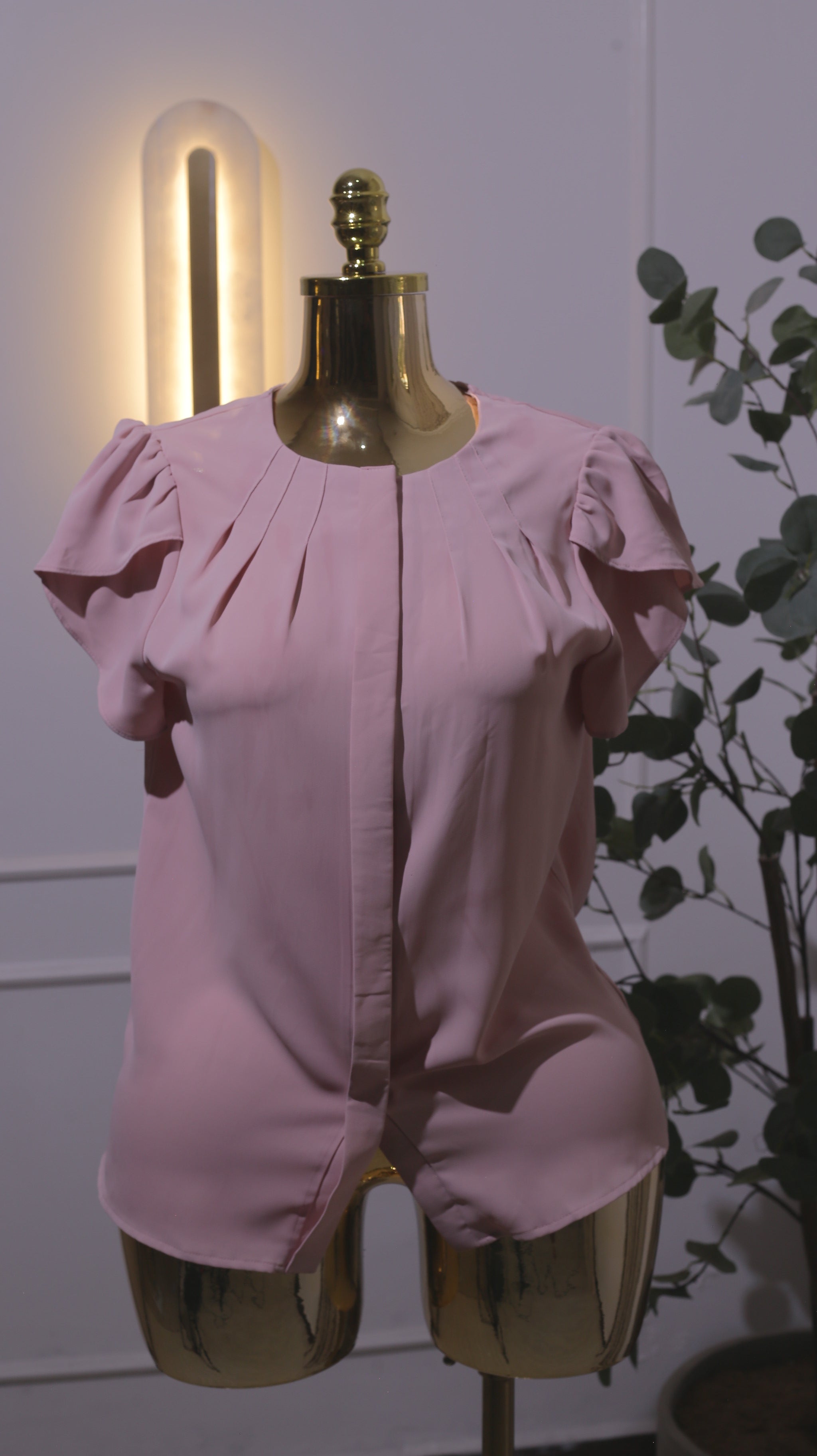 Pink Pleated Chiffon Blouse