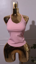 Pink Ribbed Racerback Tank Top