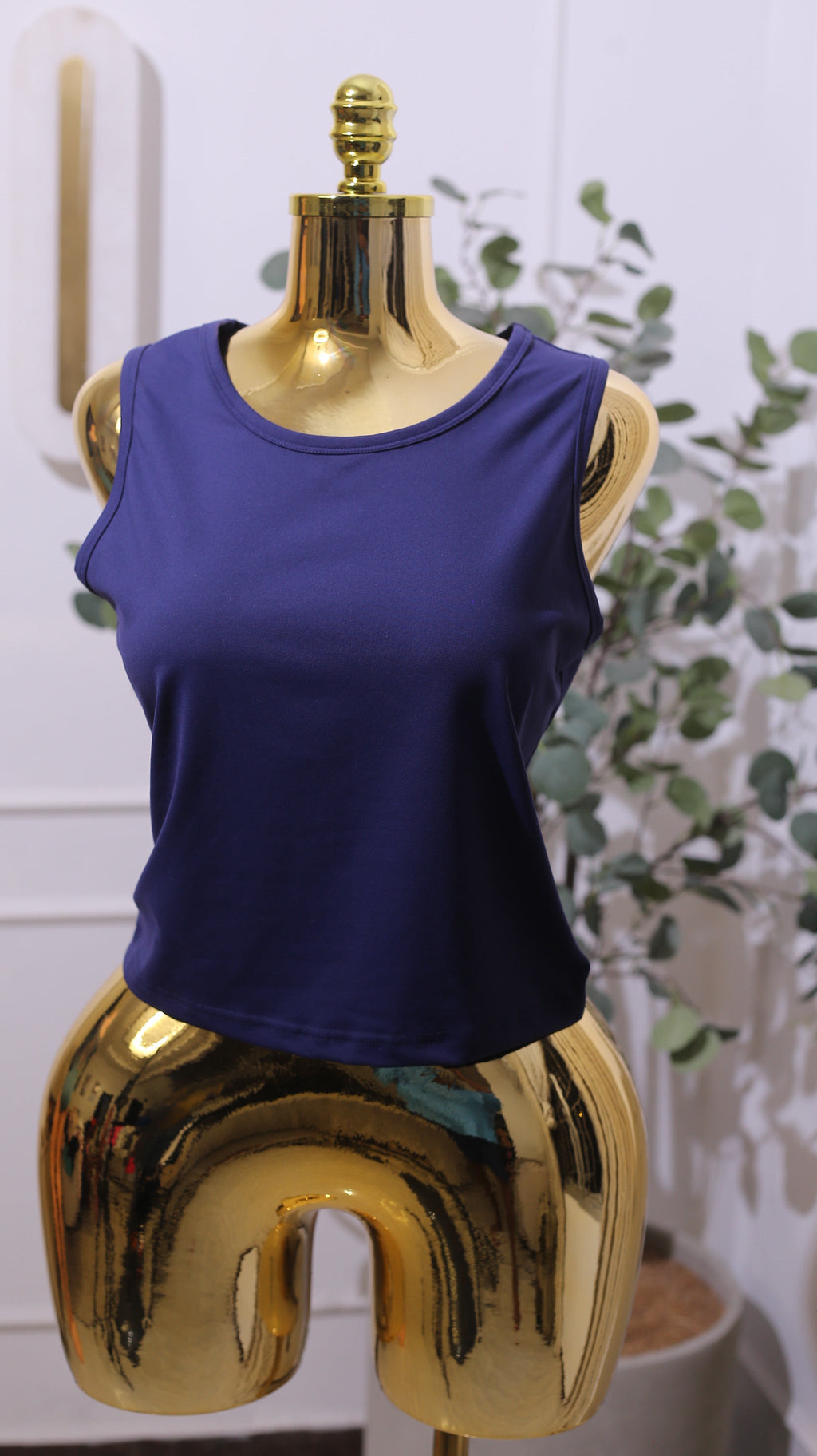 Plain Navy Or Purple Sleeveless Tank Top