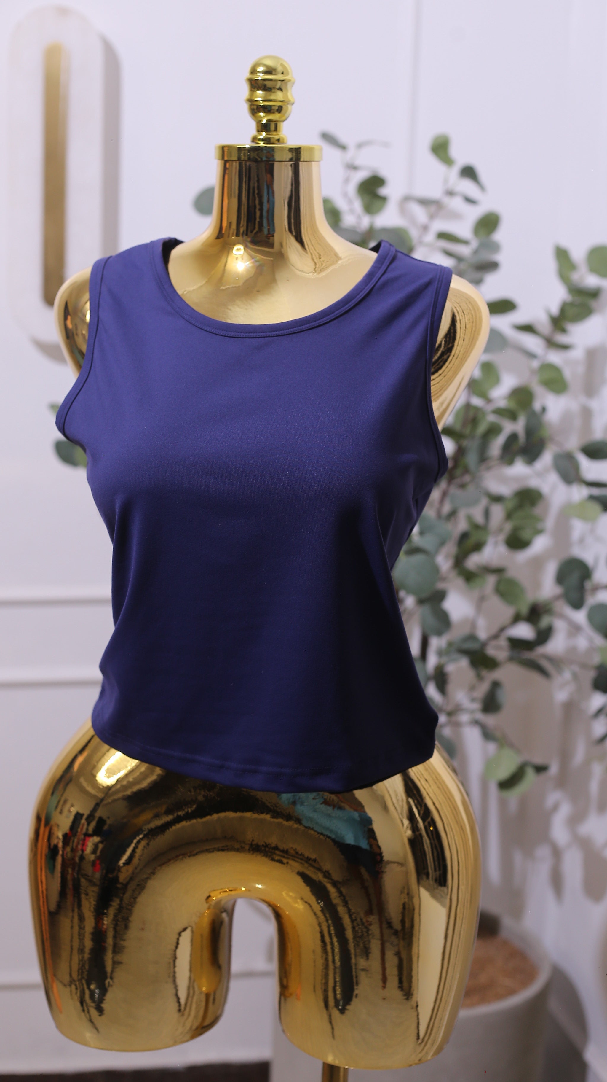 Plain Navy Or Purple Sleeveless Tank Top