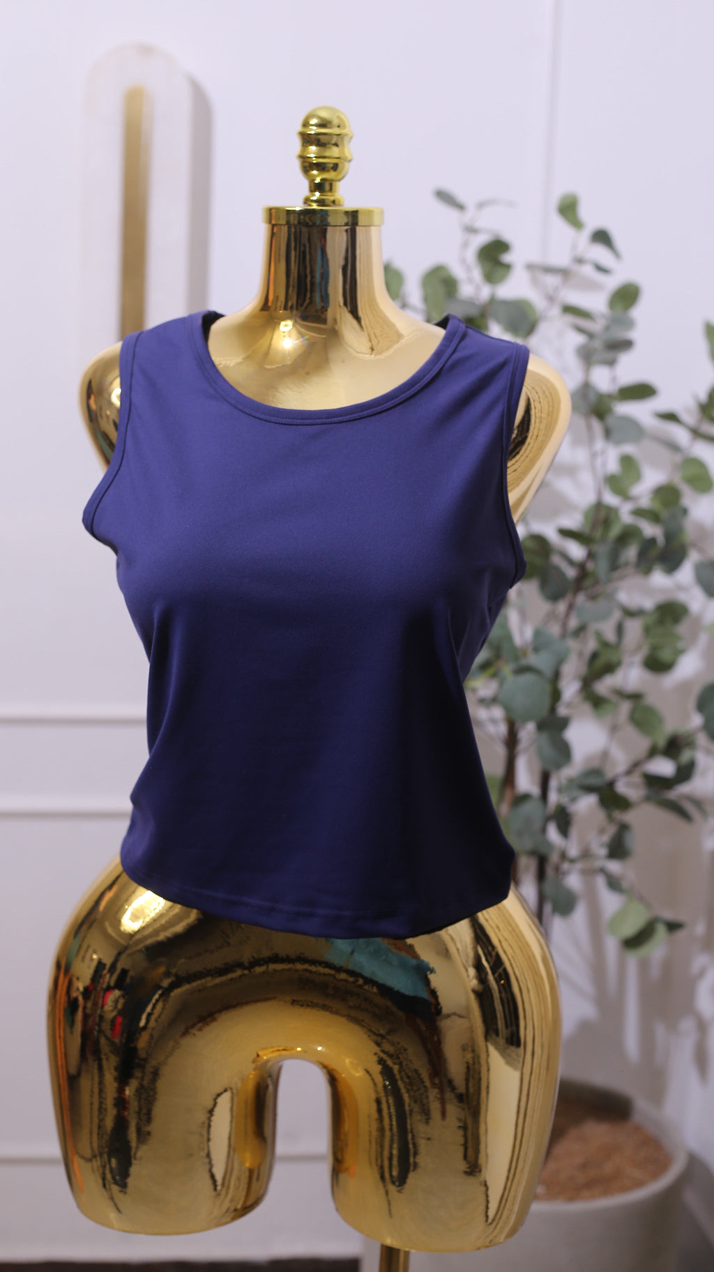 Plain Navy Or Purple Sleeveless Tank Top