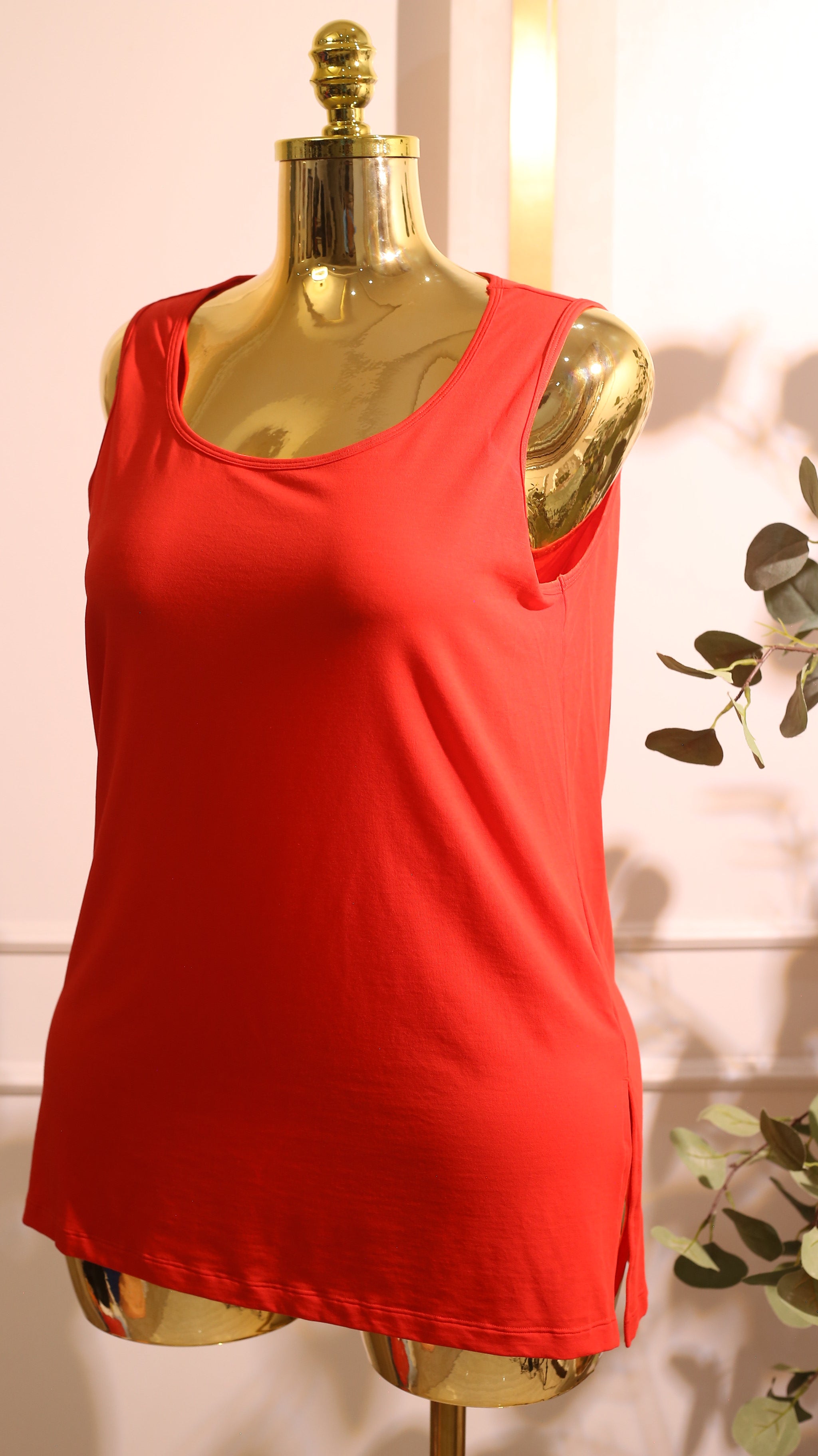 Plain Red Sleeveless Tank Top