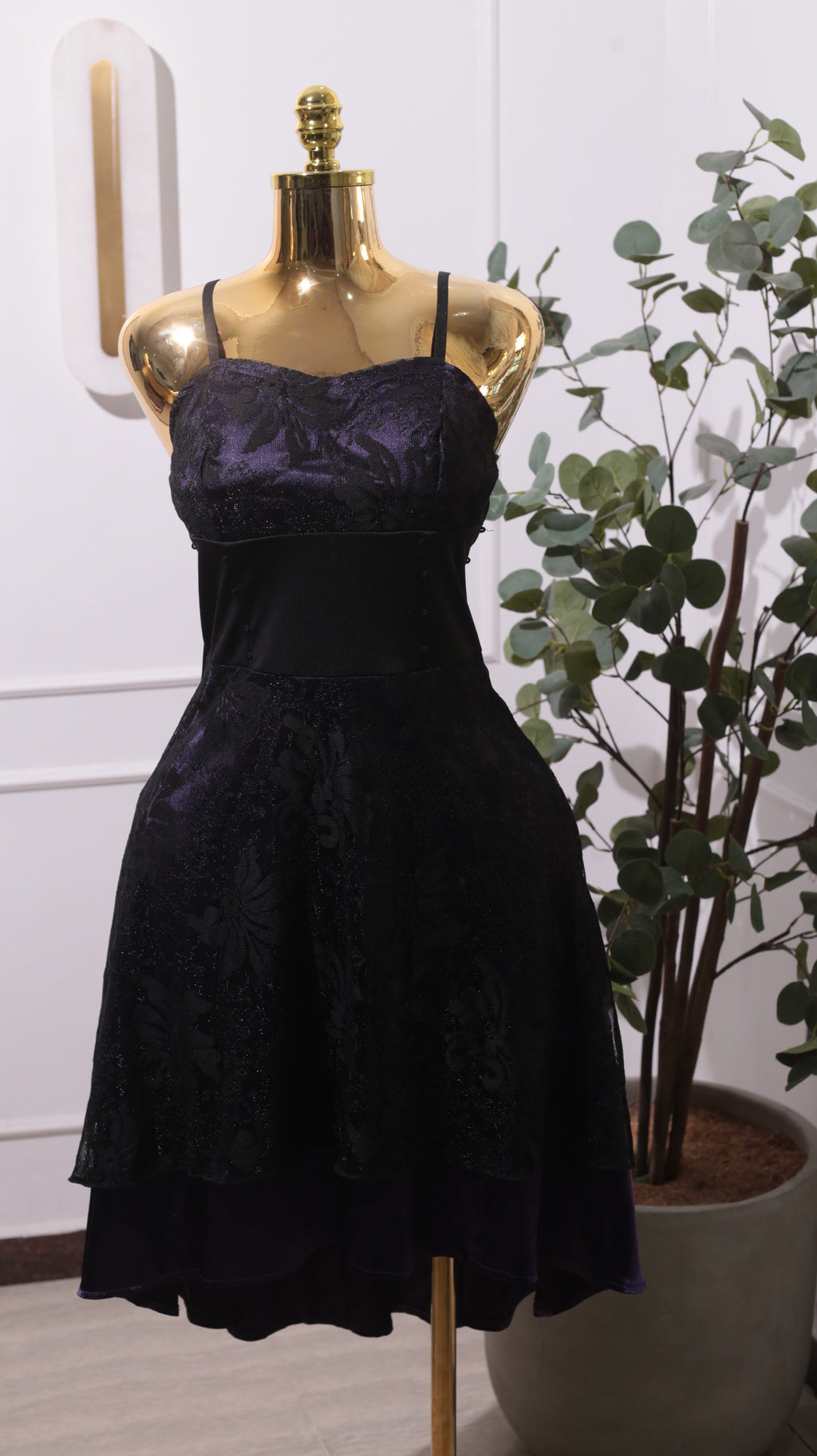 Purple Gothic High-Low Strap Dress