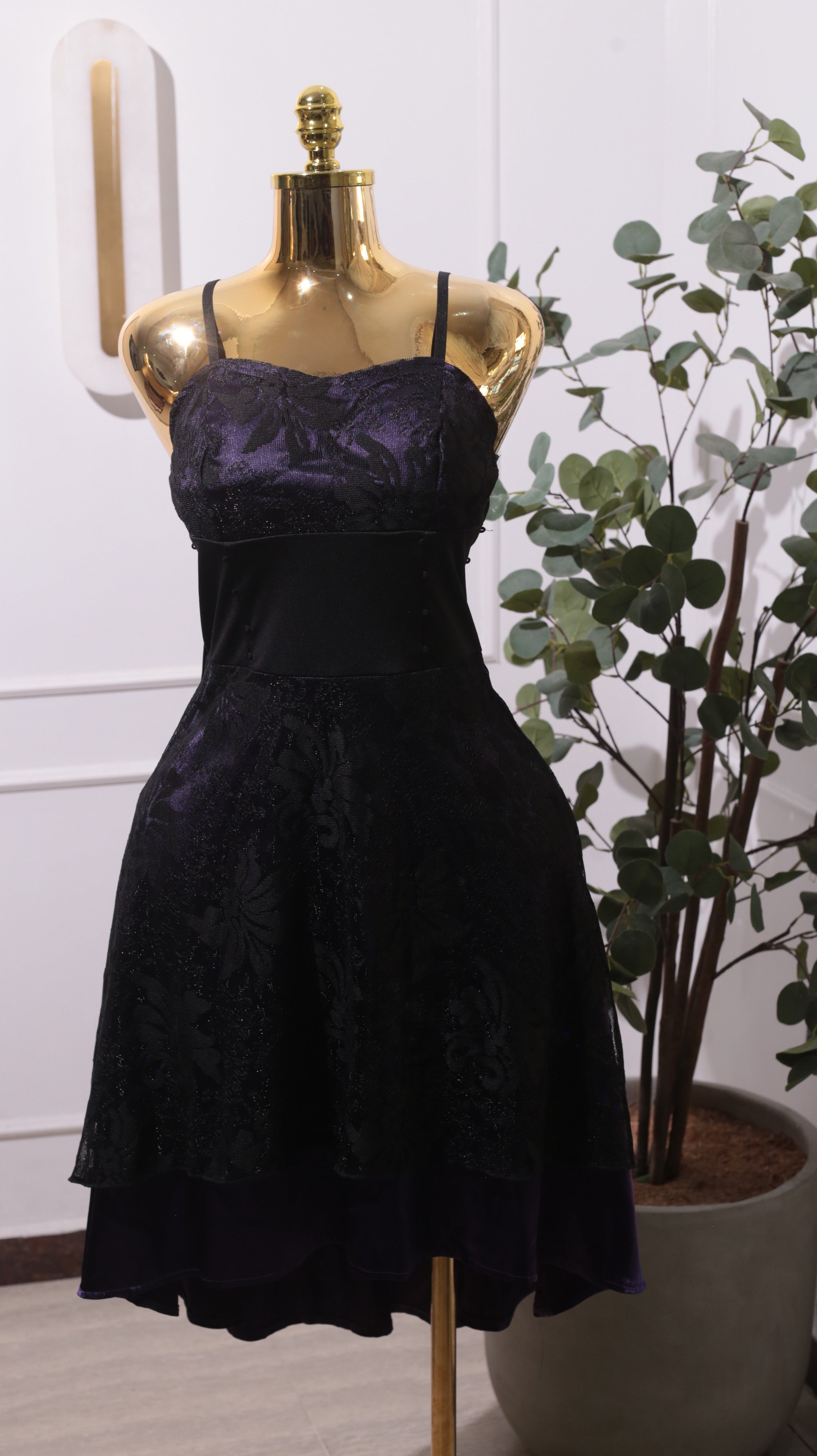 Purple Gothic High-Low Strap Dress