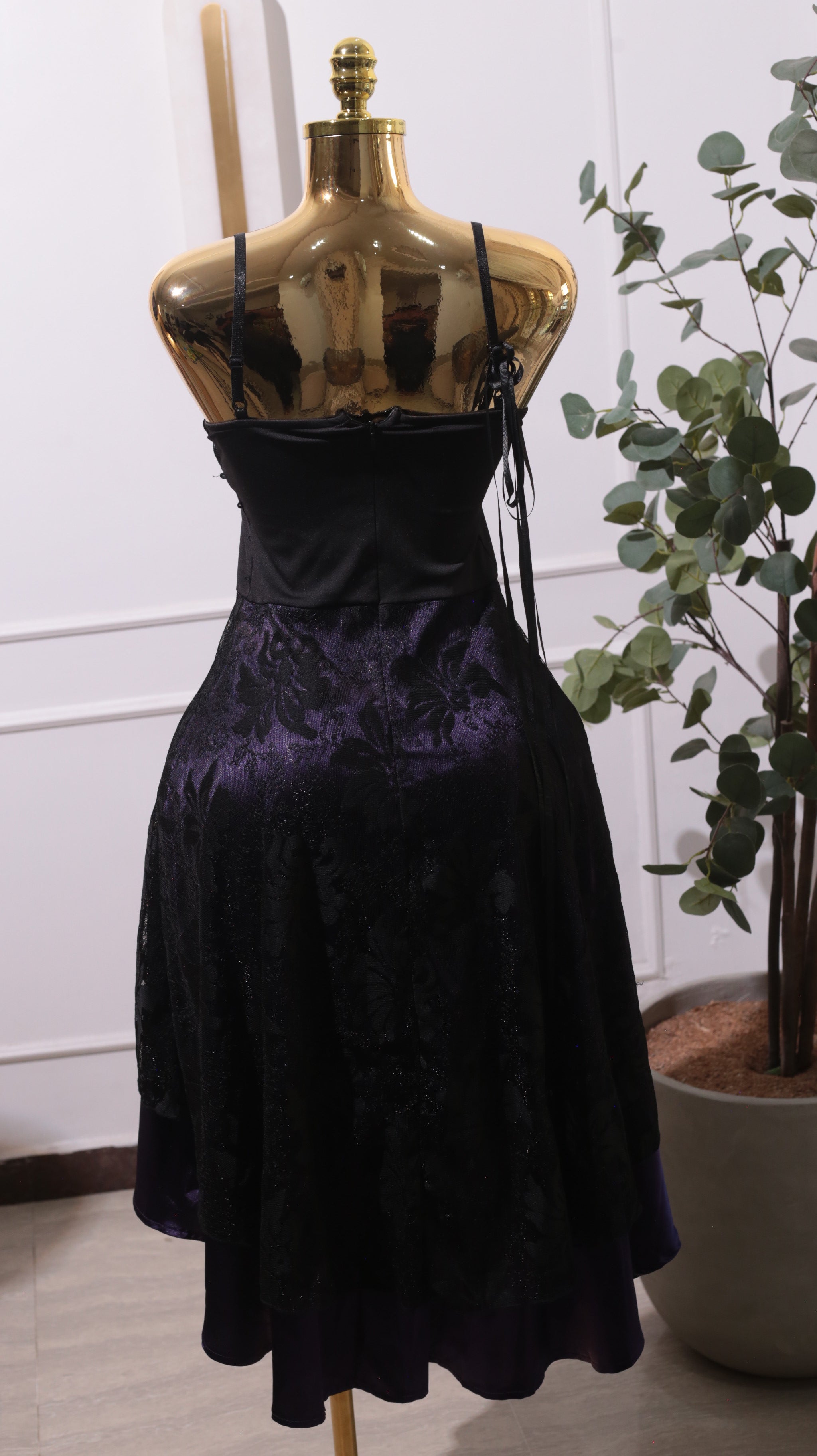 Purple Gothic High-Low Strap Dress