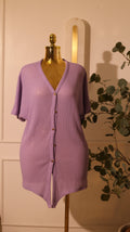 Purple Waffle Knit Short-Sleeve Cardigan (XXL)