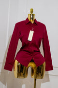 Red Button-Down Blouse