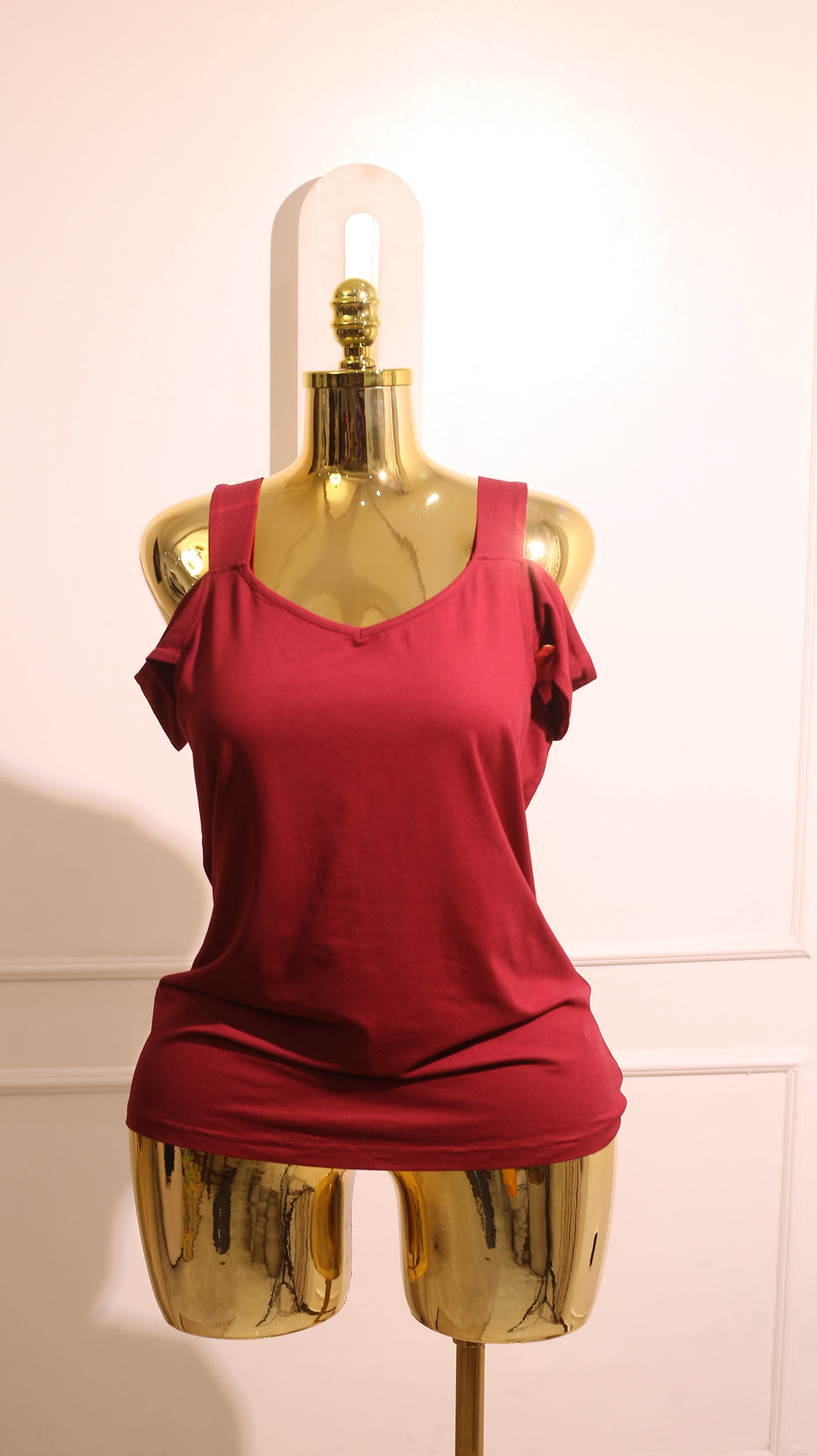 Heart & Hips Red Cold Shoulder Short-Sleeve Tee top