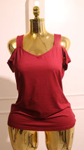 Heart & Hips Red Cold Shoulder Short-Sleeve Tee top
