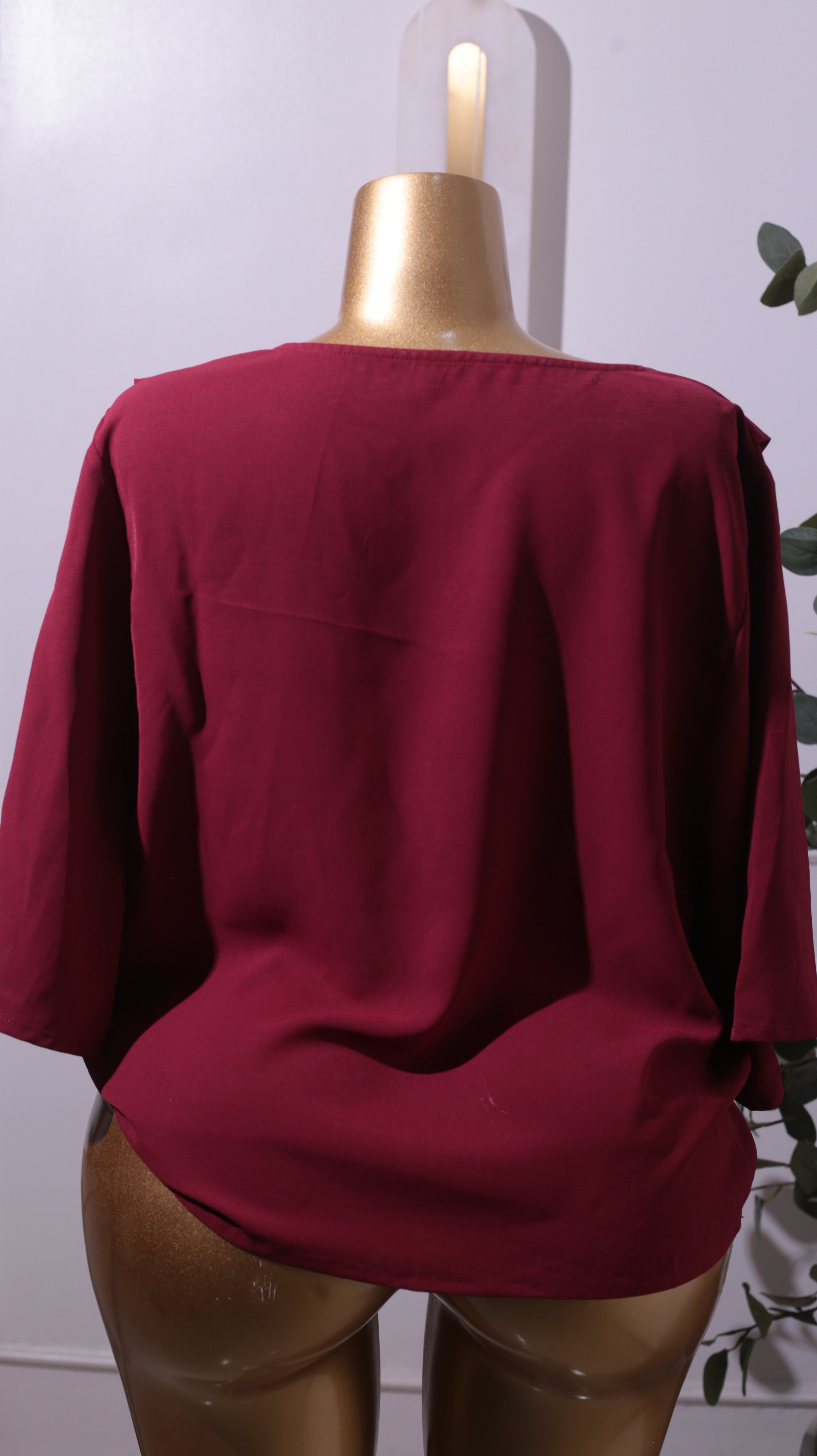 Red Cowl-Neck Overlay Top