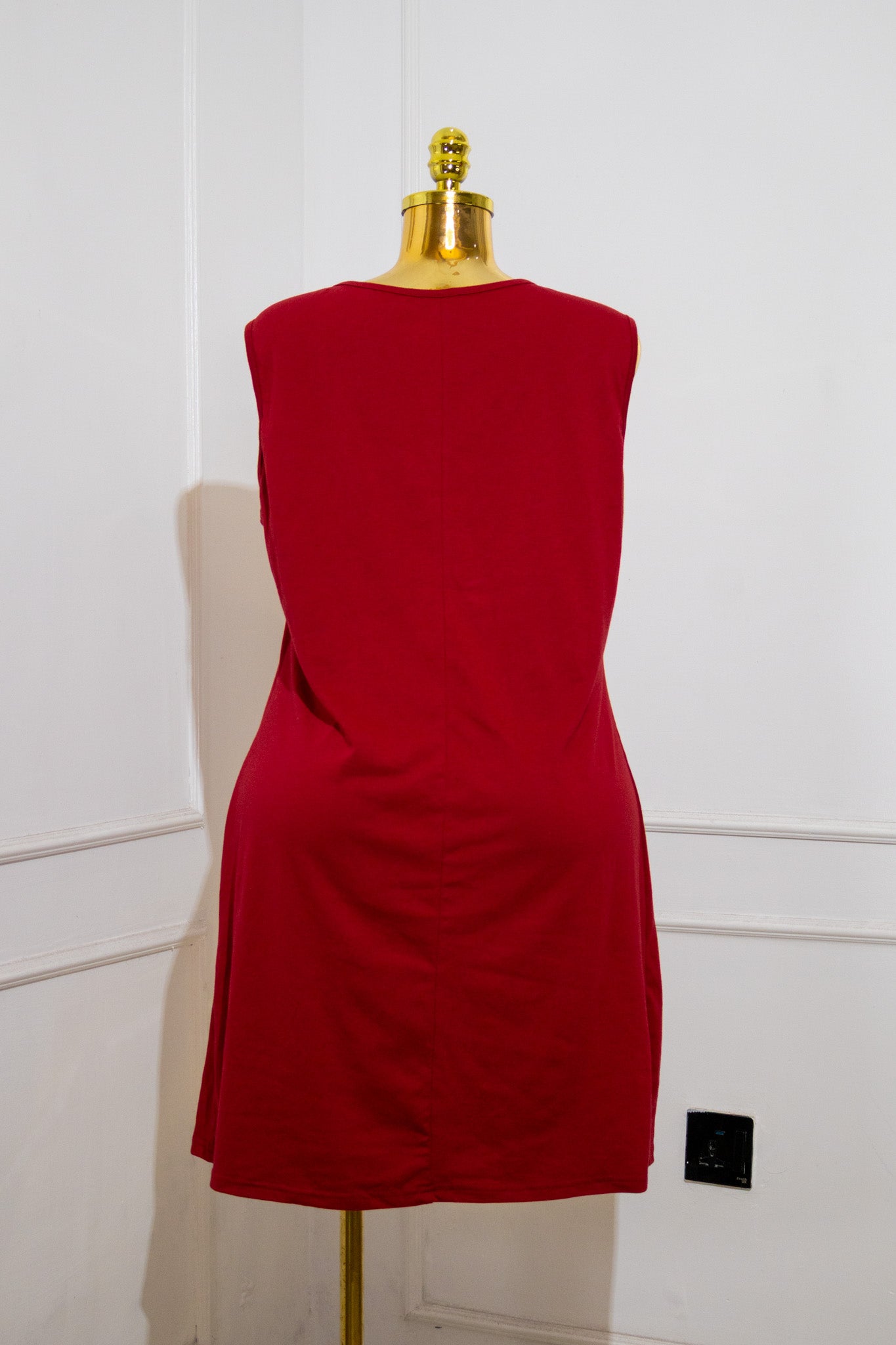 Red Eyelet Sleeveless Blouse