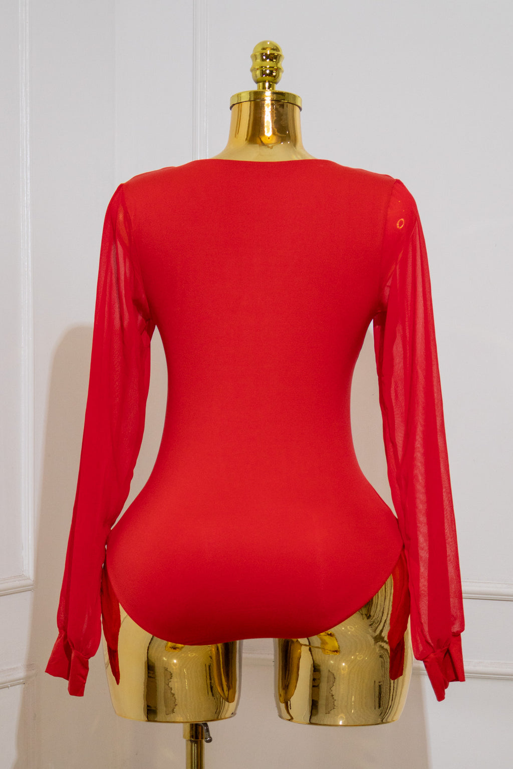 Red Long-Sleeve Bodysuit