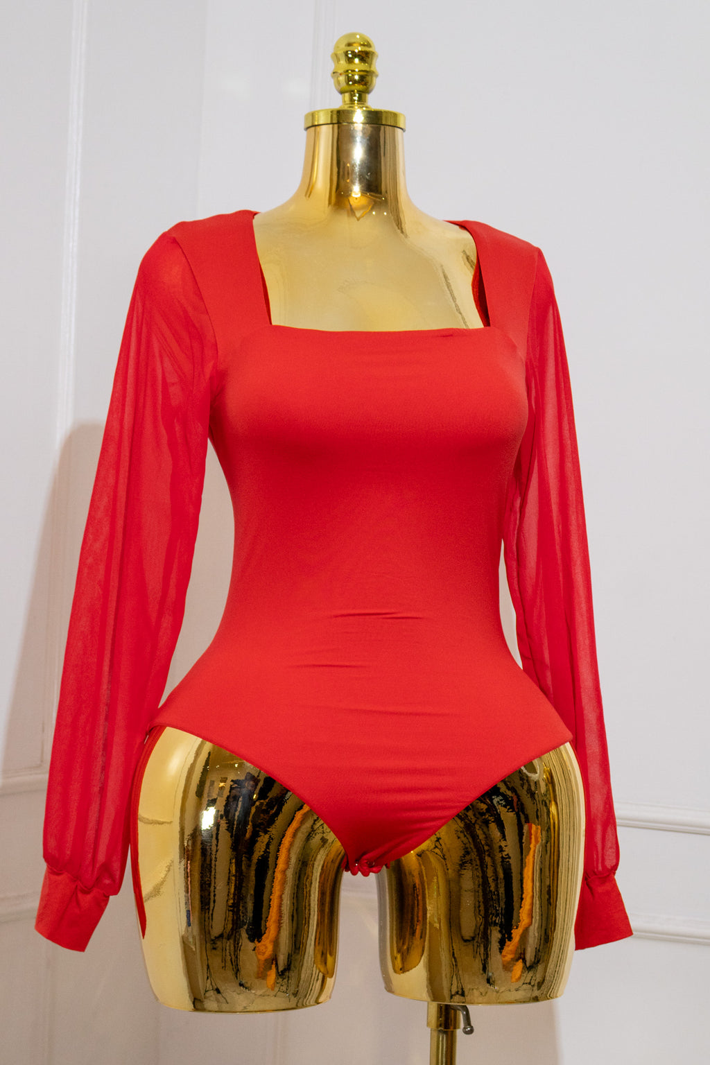 Red Long-Sleeve Bodysuit