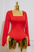 Red Long-Sleeve Bodysuit