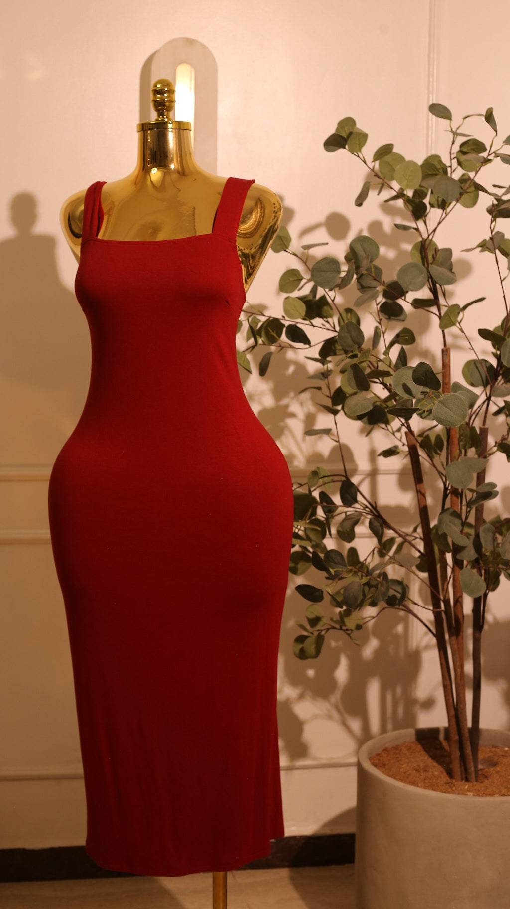 Red Midi Bodycon Dress