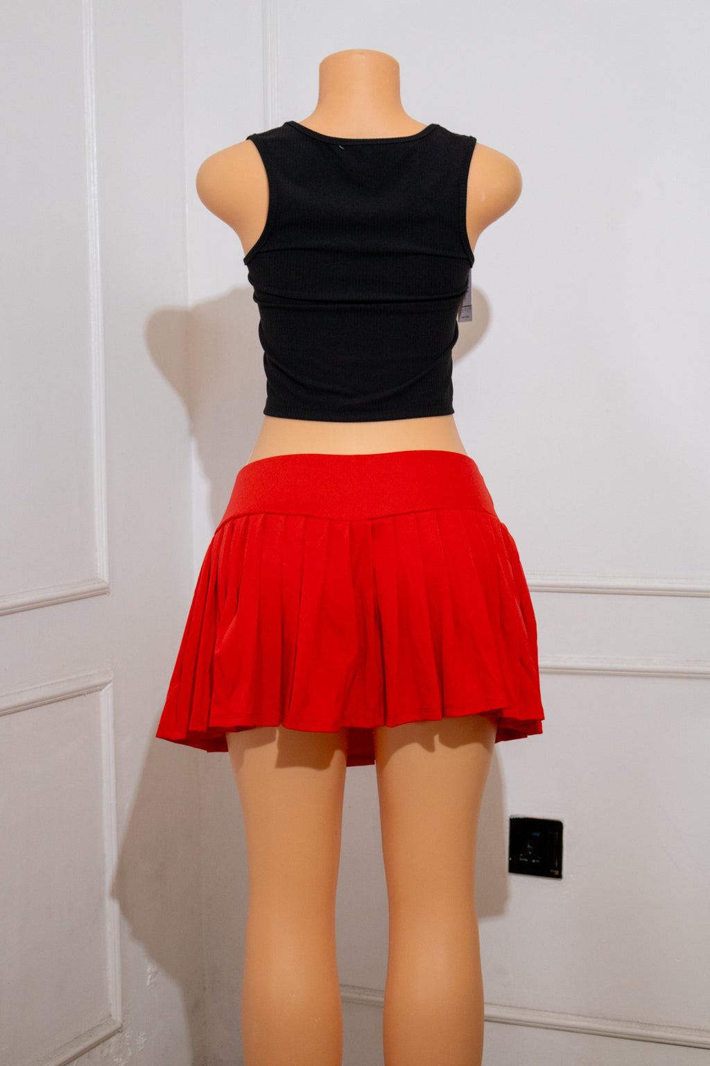 Red Pleated Tennis Skirt