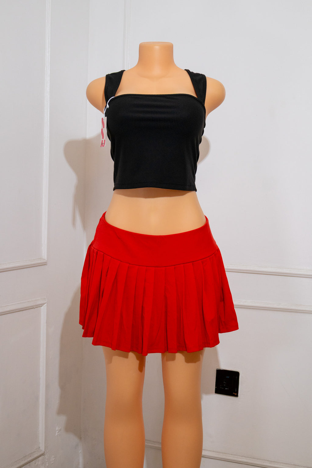 Red Pleated Tennis Skirt