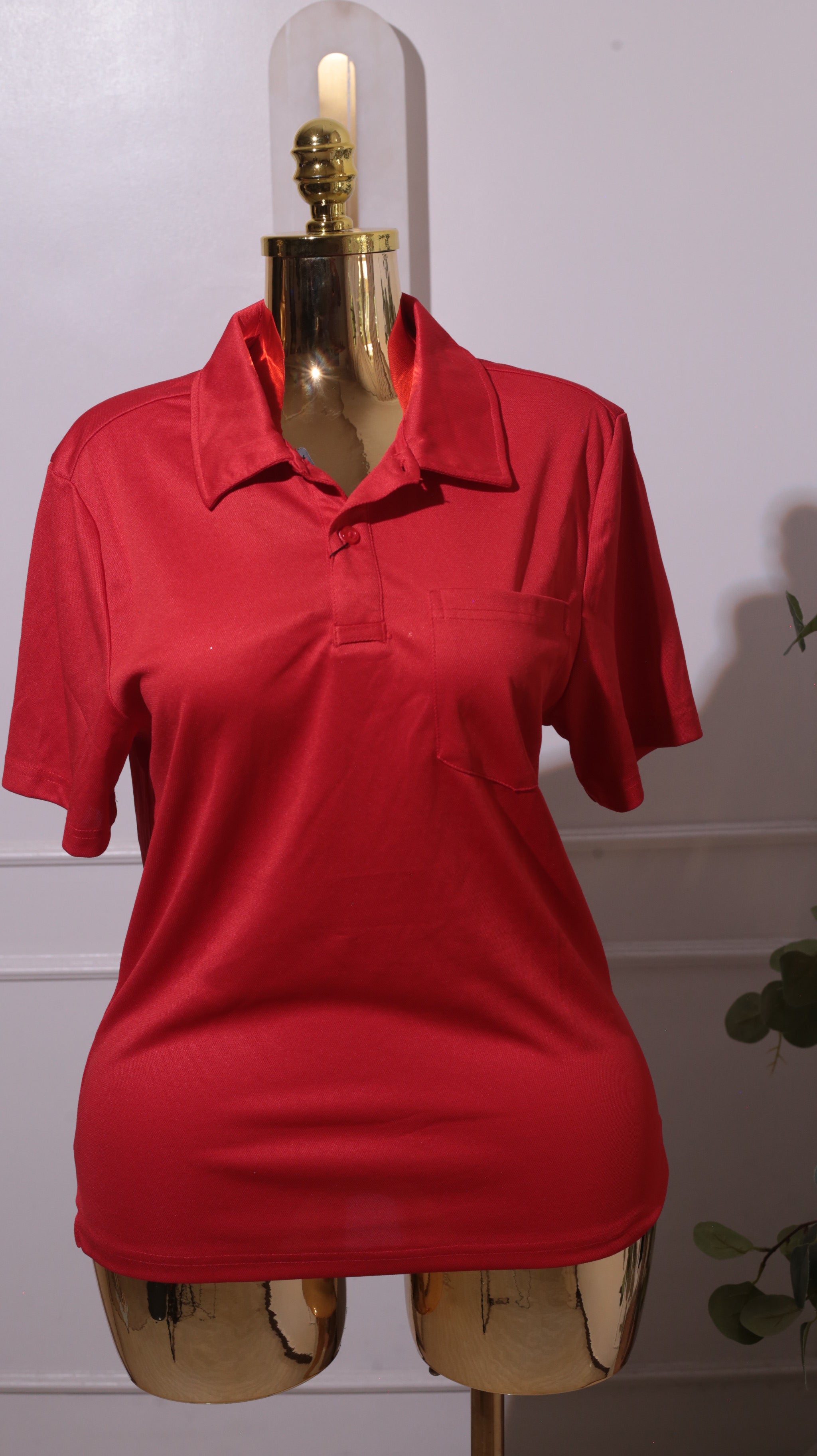 Red Pocket Polo Top
