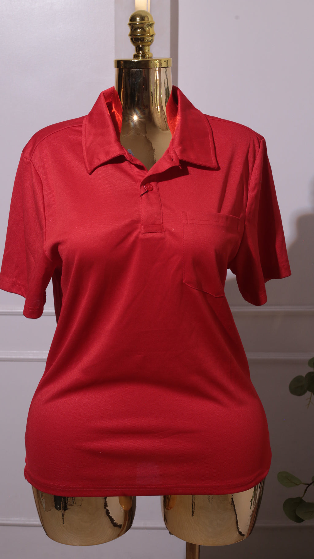 Red Pocket Polo Top