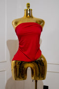 Red Ruched Bandeau Top