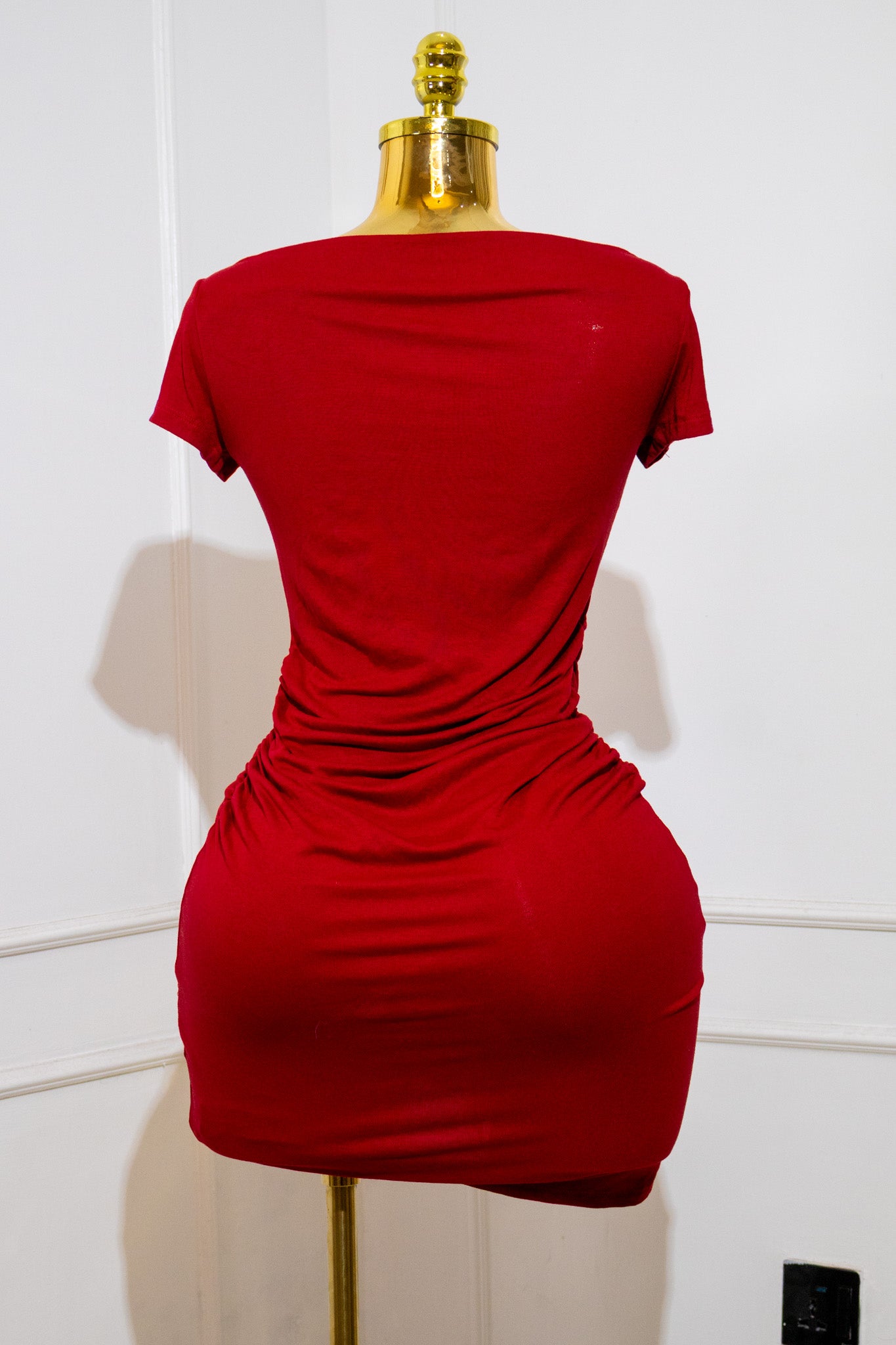 Red Ruched Bodycon Mini Dress