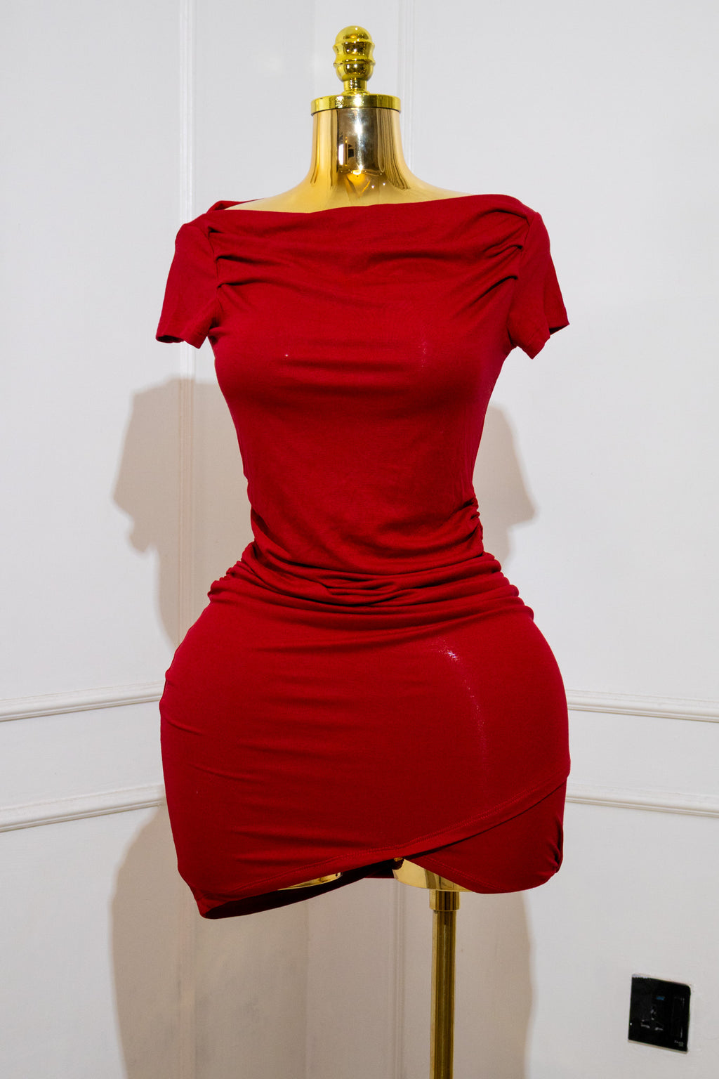 Red Ruched Bodycon Mini Dress