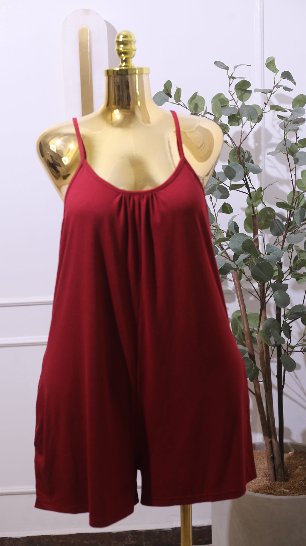 Red Sleeveless Cami  Romper