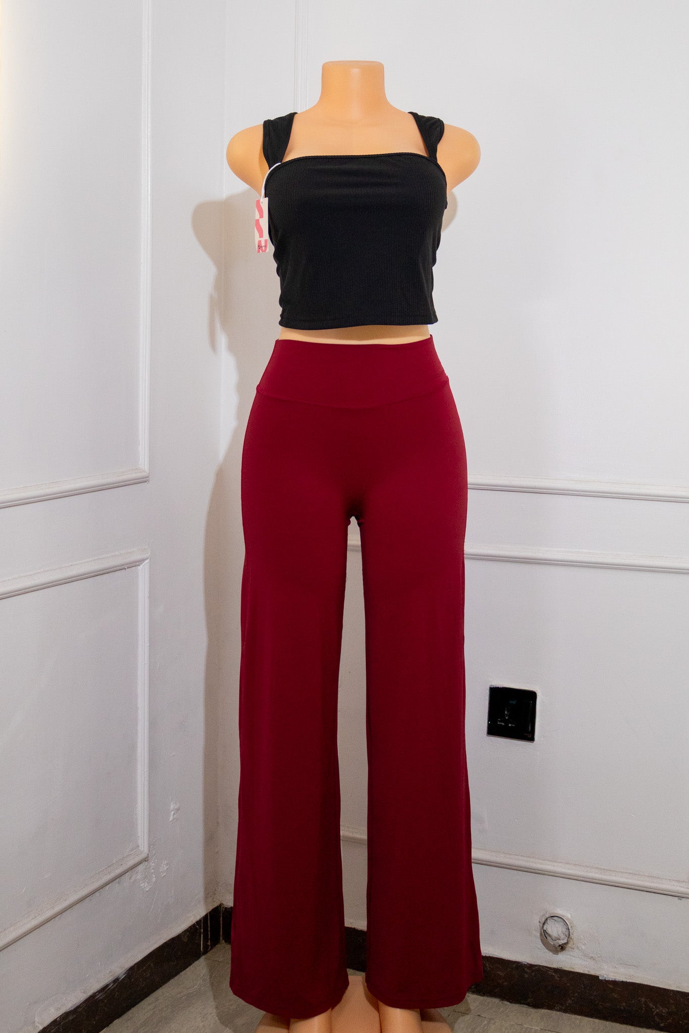 Red Straight-Leg Active Pants