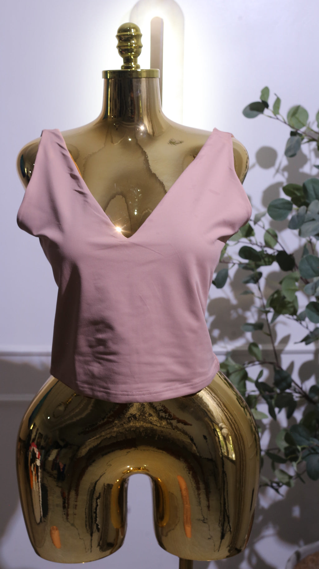 Rose/Nude Sleeveless V-Neck Bra Top