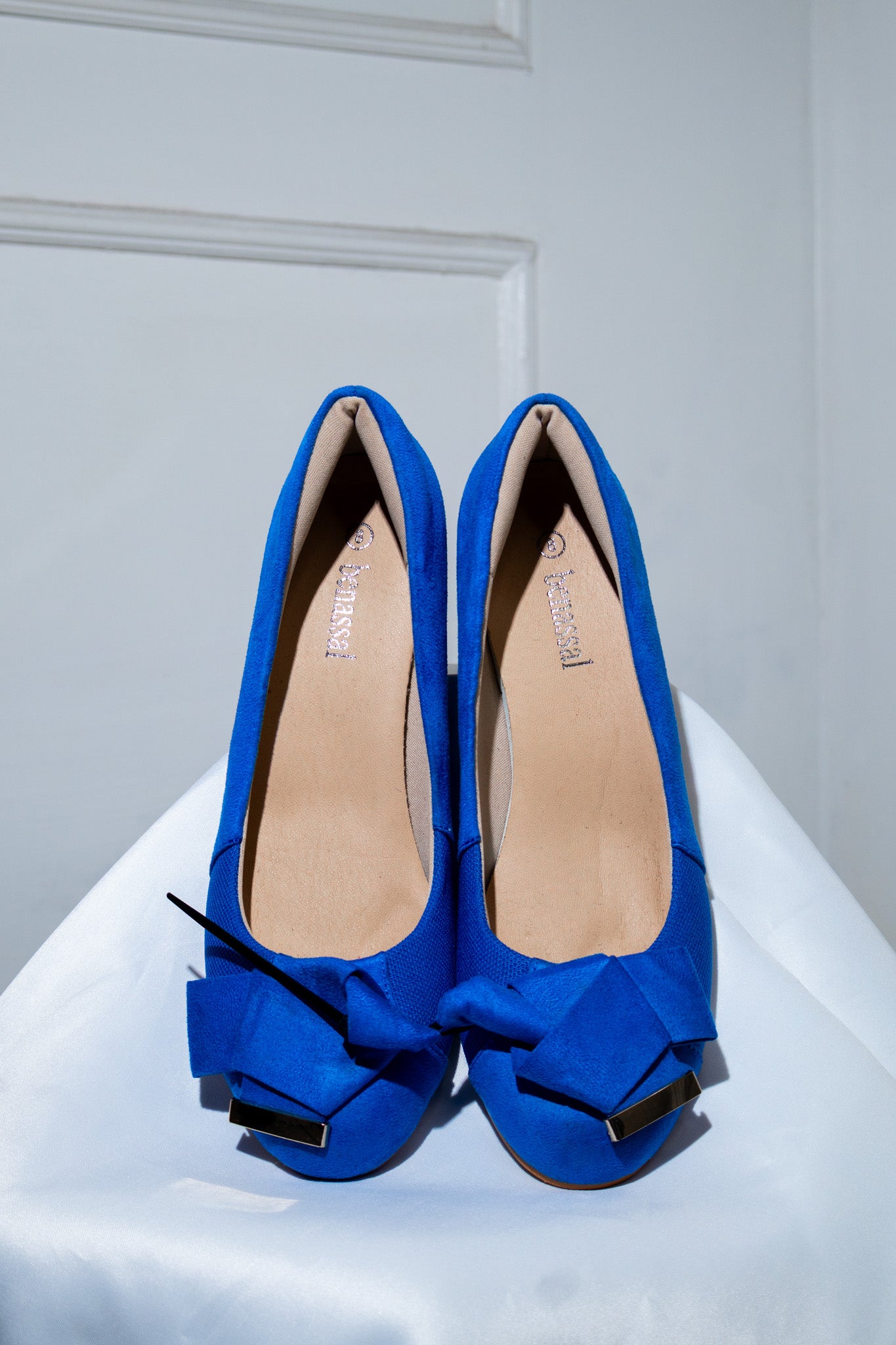 Royal Blue Suede Bow Pumps