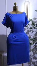 Royal Blue Tie-Waist Midi Dress