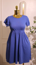 Royal Blue Ruffle Sleeve Smocked Dress