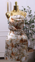 Sage Green Floral Abstract Print Slip Midi Dress
