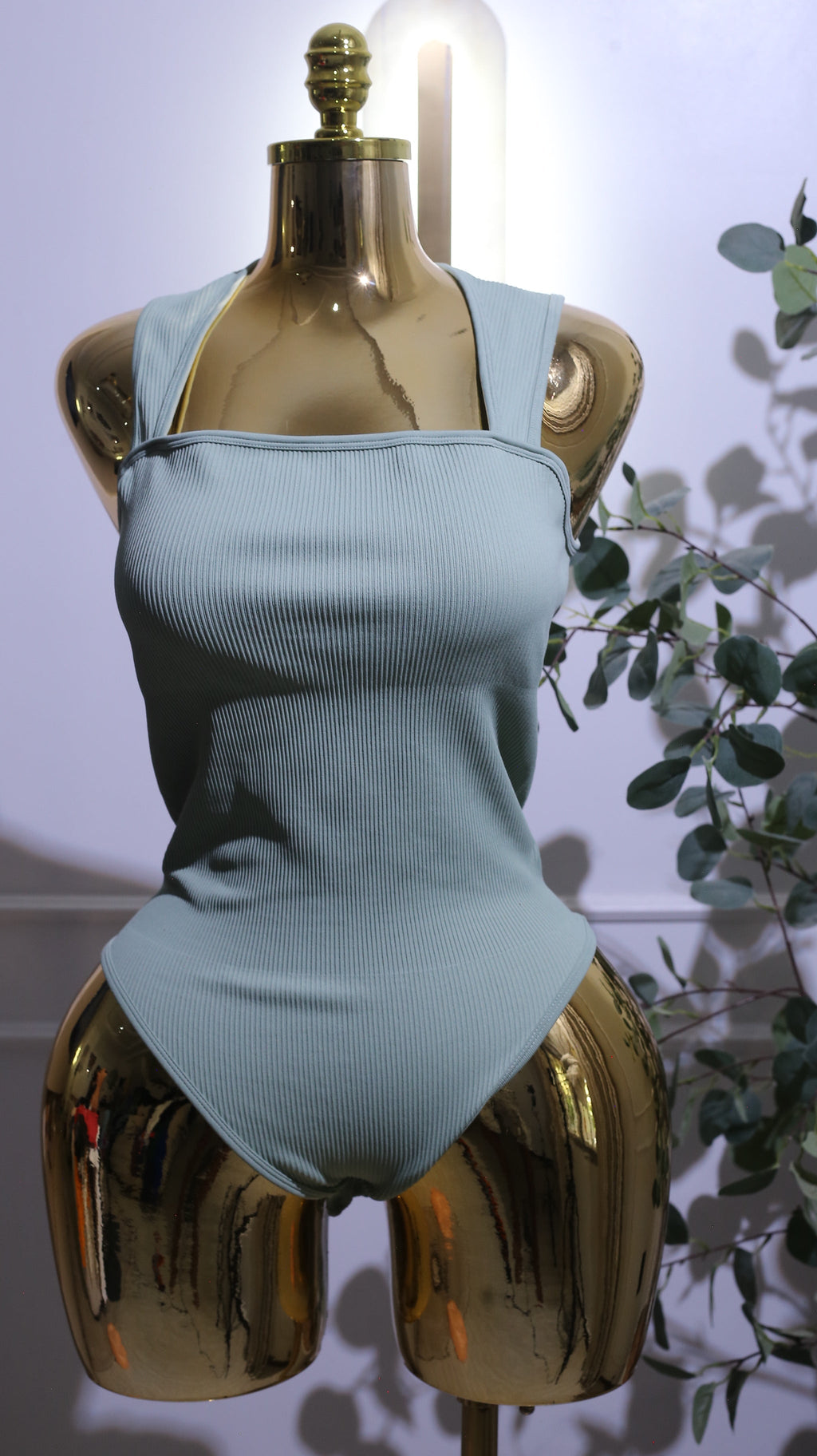 Sage Green Ribbed One-Piece Bodysuit