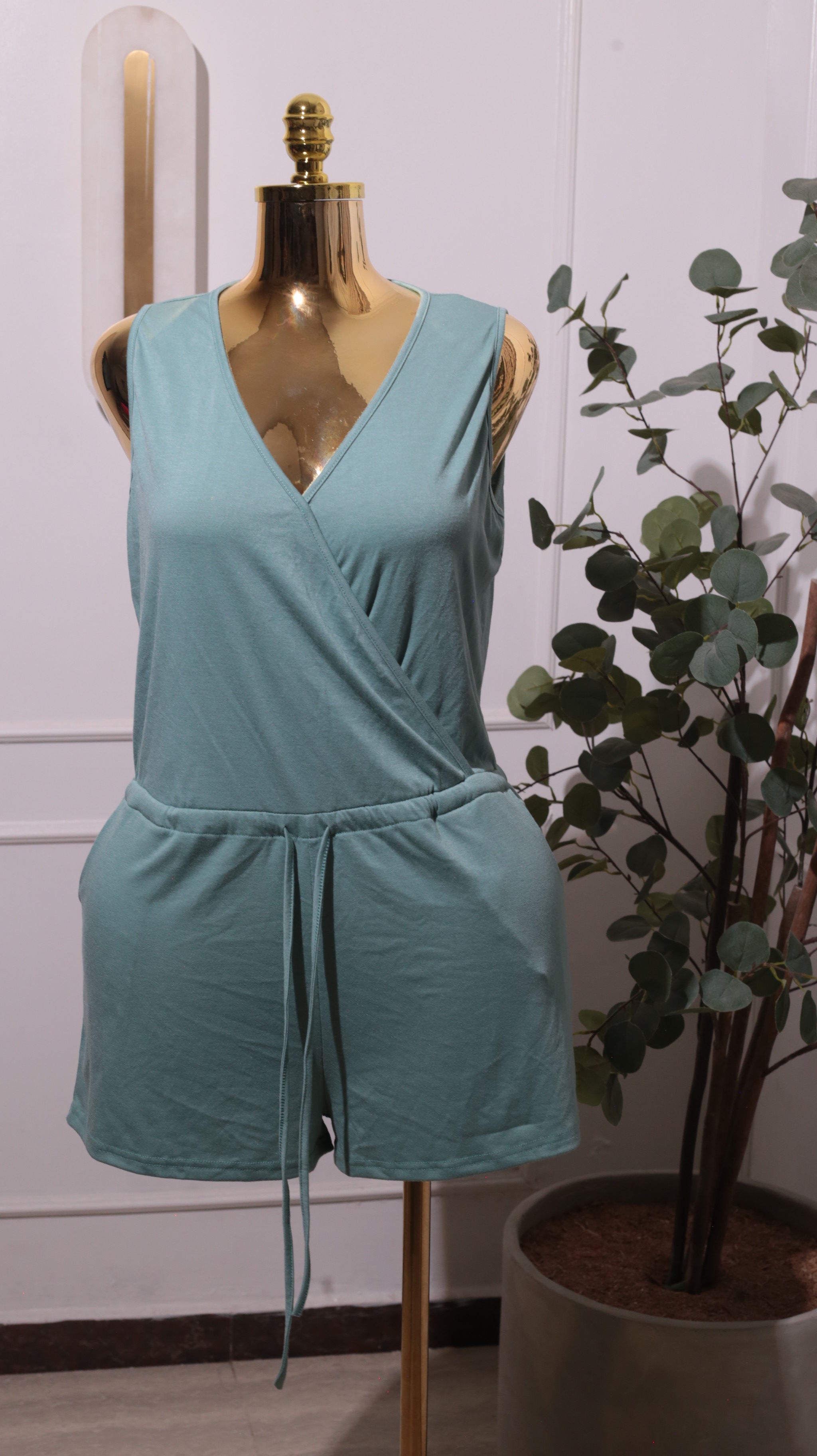 Sage Green Wrap Romper