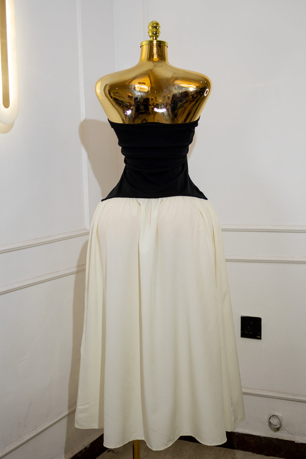 Strapless Contrast Maxi Dress