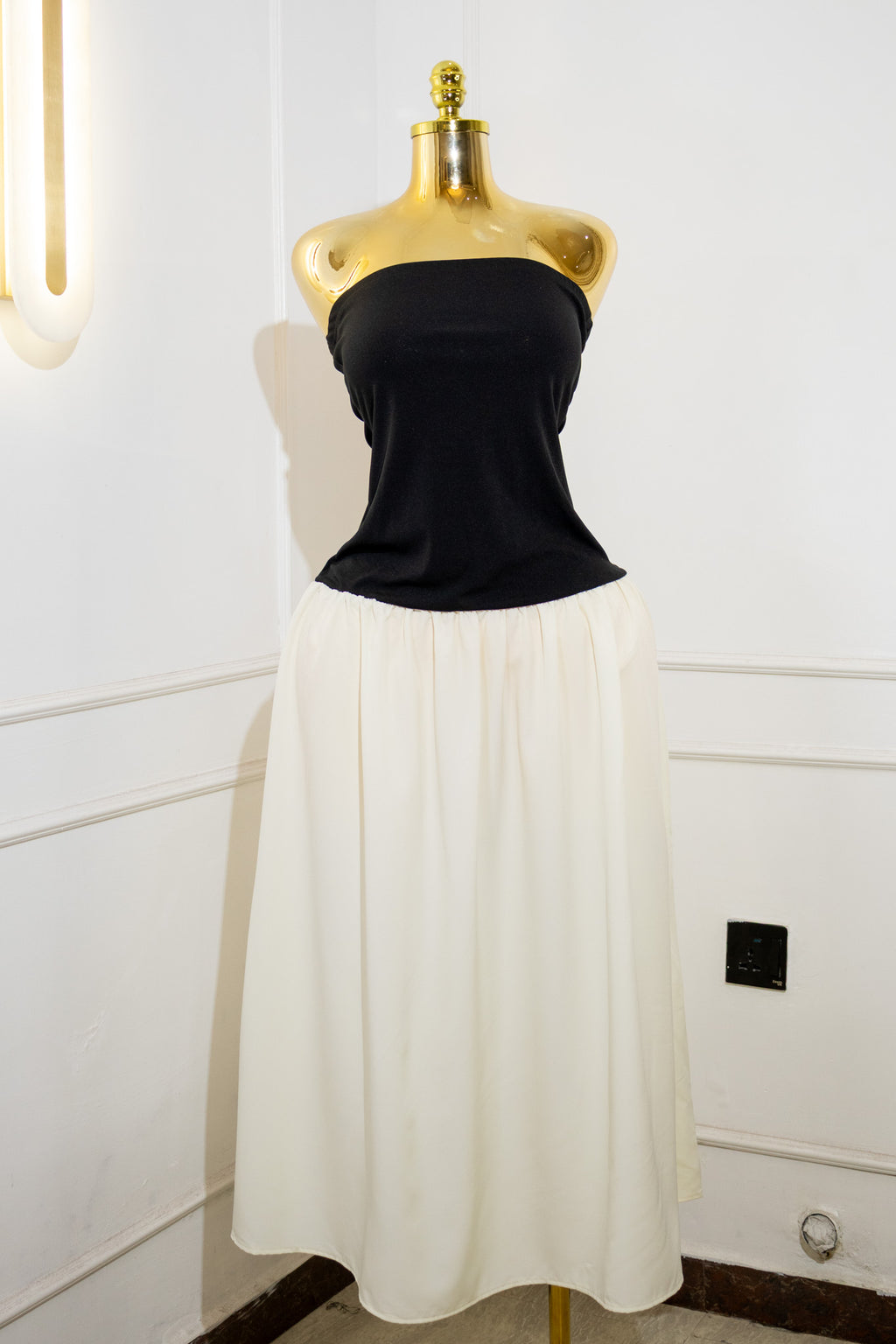 Strapless Contrast Maxi Dress
