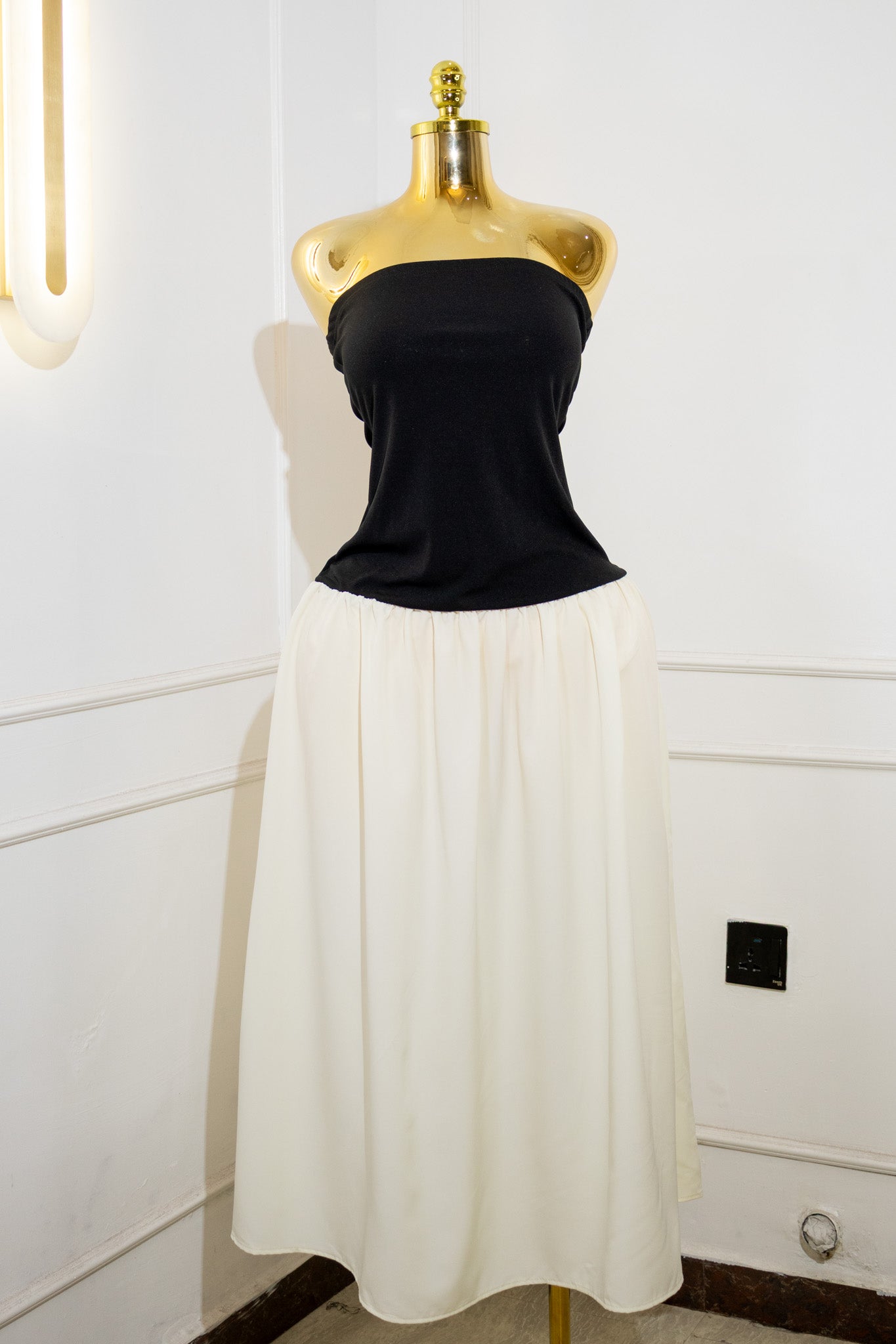 Strapless Contrast Maxi Dress