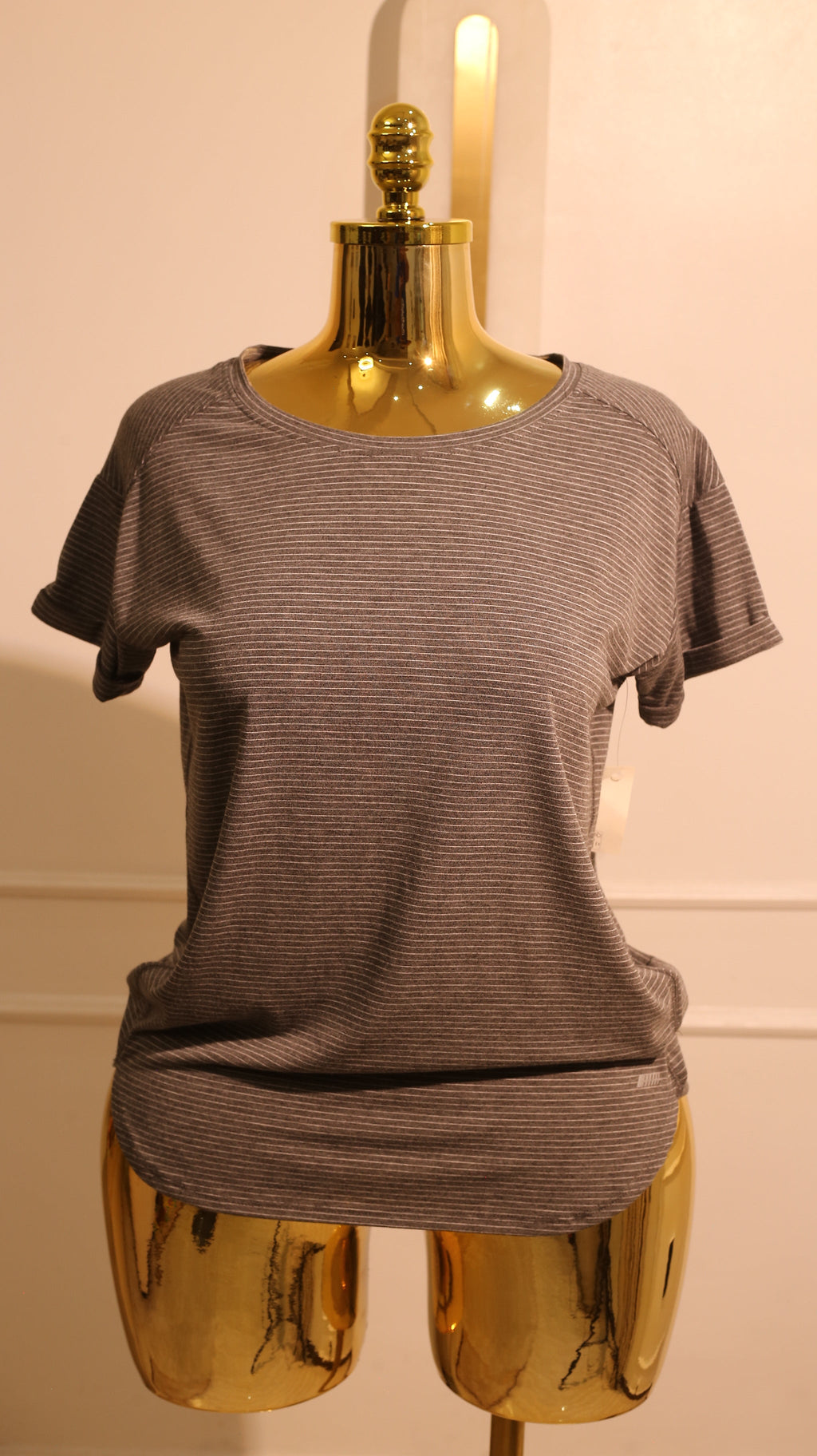 Swiftly Tech Short Sleeve Shirt In A Tetra Stripe Grey Pattern