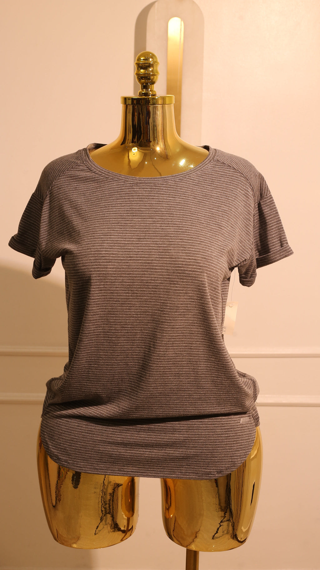 Swiftly Tech Short Sleeve Shirt In A Tetra Stripe Grey Pattern