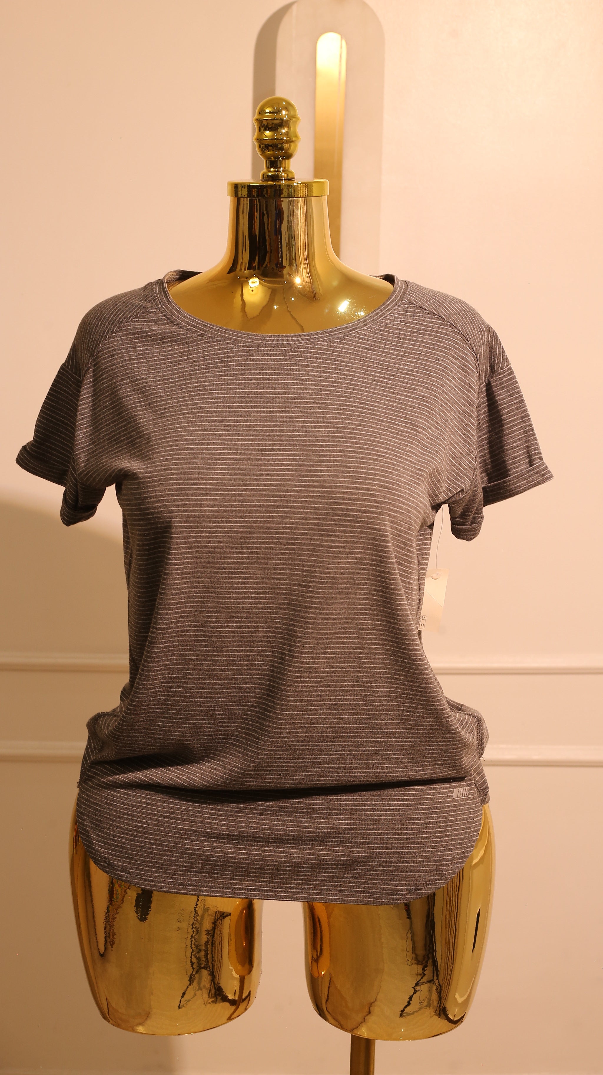 Swiftly Tech Short Sleeve Shirt In A Tetra Stripe Grey Pattern