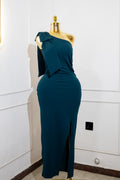 Teal One-Shoulder Formal Dress