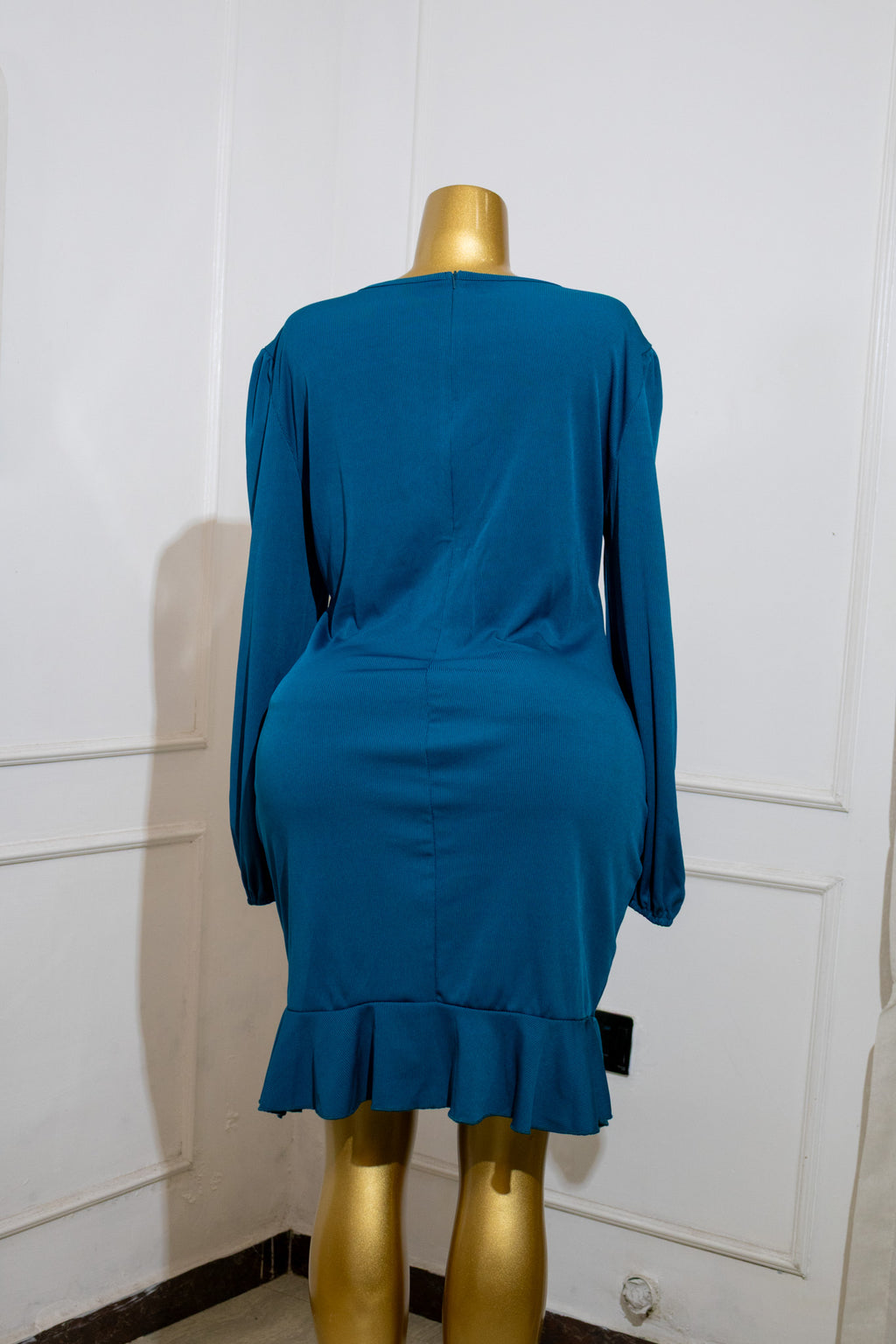 Teal Ruched Mini Dress
