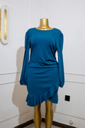 Teal Ruched Mini Dress