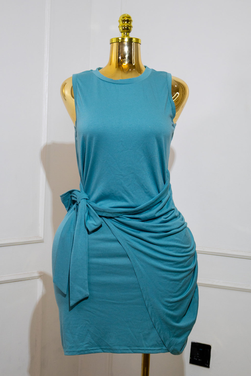 Teal Tie Tank Dress