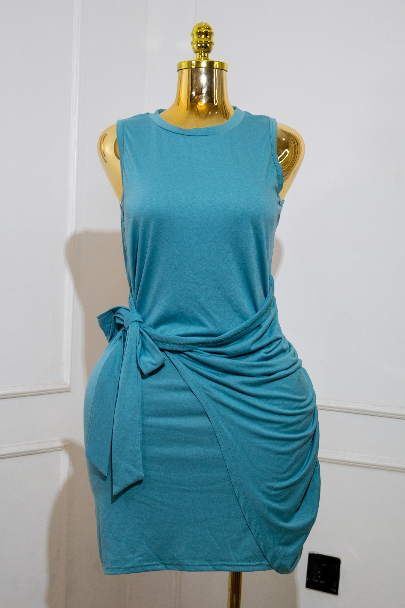 Teal Tie Tank Dress