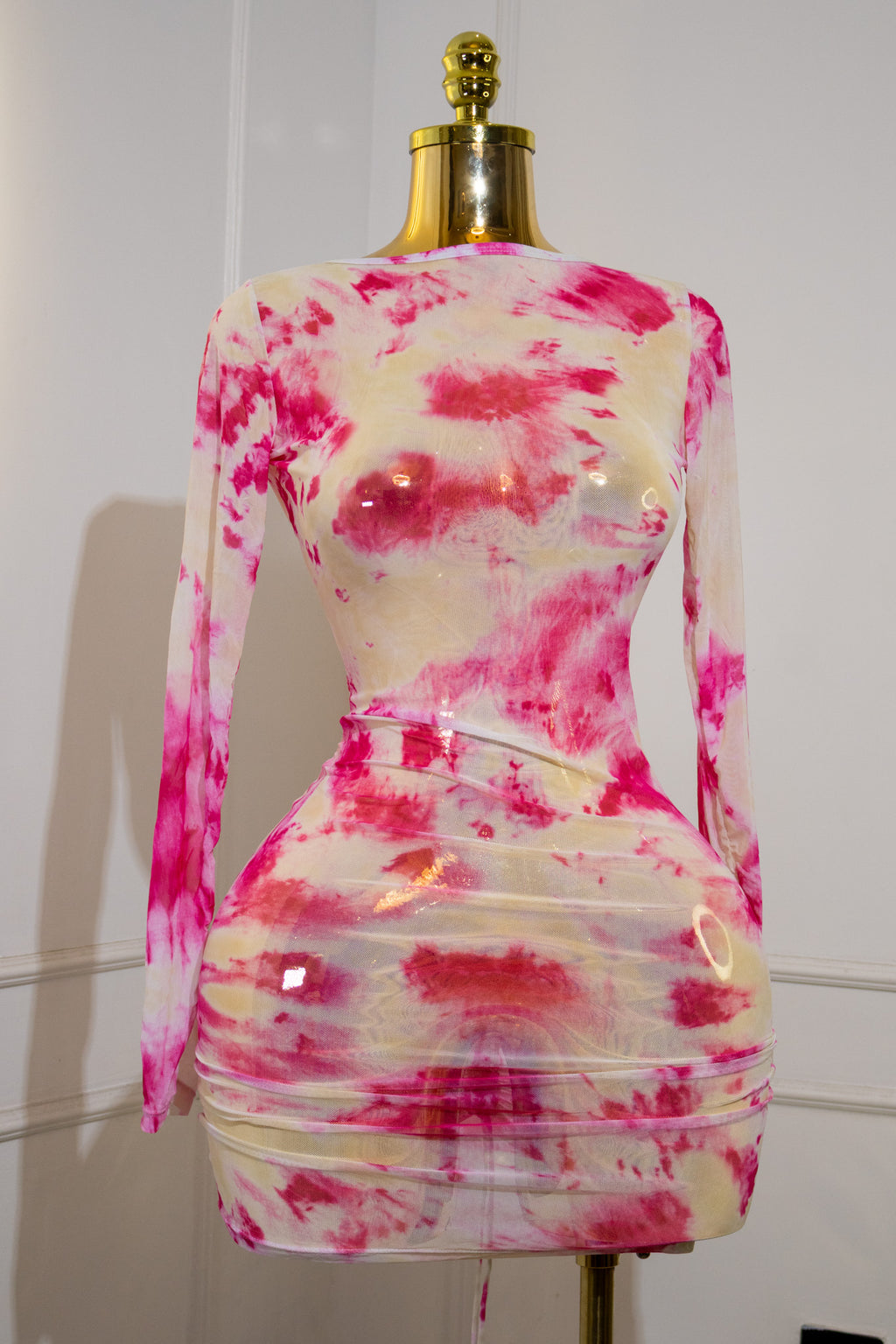 Tie-Dye Ruched Bodycon Dress